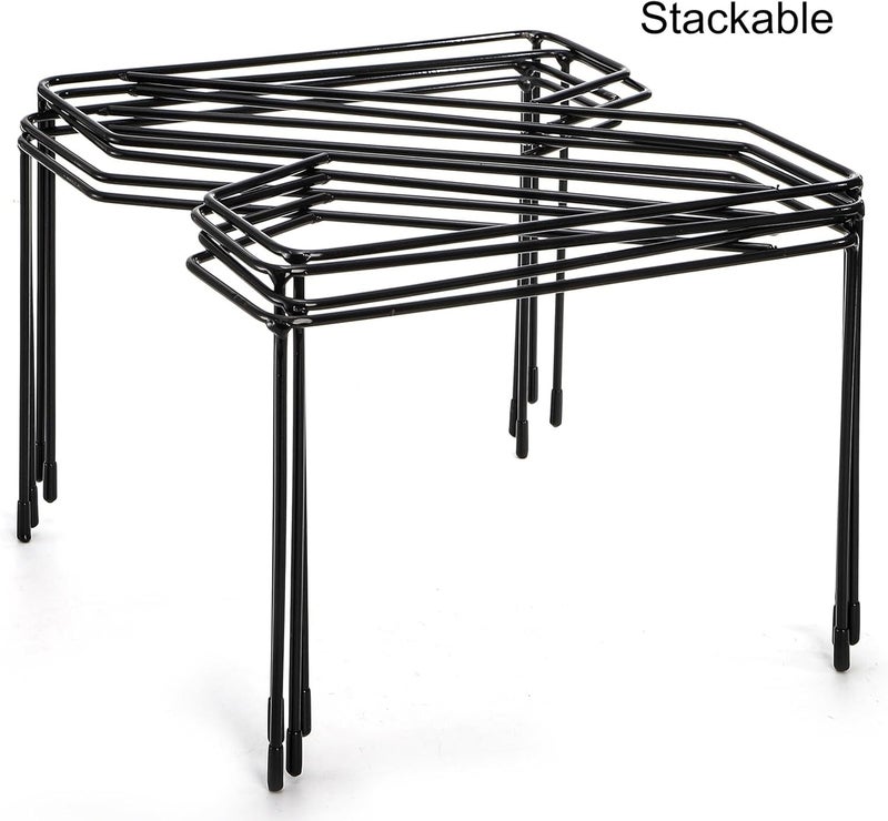 ZEAYEA Set of 4 Metal Pizza Table Stands, Tabletop Pizza Pan Riser Holder for Serving Pizzas, Cakes, Appetizers, Food Platter Tray Display Rack for Party Buffet Restaurant Home, Black - Image 4